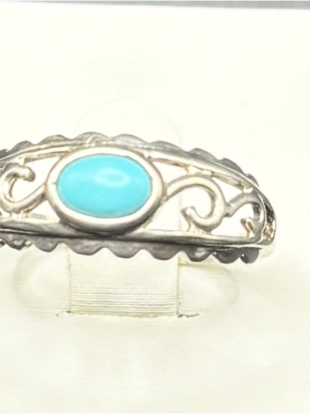 Turquoise Oval Filigree 925 Sterling-Silver Style Ring - Blue